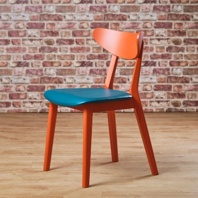 Commercial Dining Chair Wood Bolmen Colour Orange Teal Upholstered