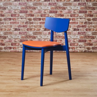 Commercial Dining Chair Wood Vanern Colour Blue Orange Upholstered