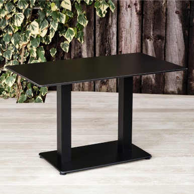 Commercial Dining Table Rectangular Pedestal Black