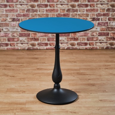 Commercial Dining Table Round Pedestal Sky Blue Round