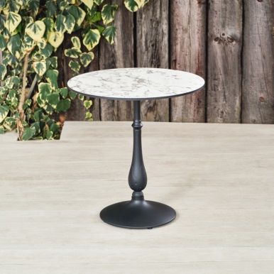 Commercial Dining Table Round Pedestal White Marble Round