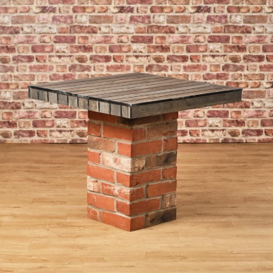 Commercial Dining Table Square Brick Pedestal Base
