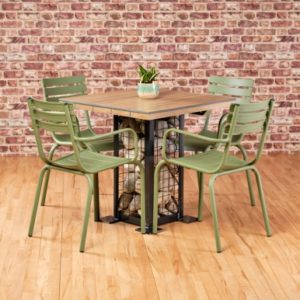 Commercial gabion square dining table